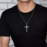 Collier pour Hommes en Argent Sterling Poli avec Croix Crucifix FANCIME