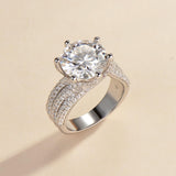 Bague en argent sterling Moissanite FANCIME Sidestones en taille ronde