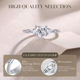 Bague en argent sterling Moissanite en forme de cœur FANCIME Halo