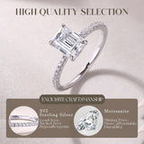 Bague en argent sterling Moissanite en solitaire taille radiante classique FANCIME