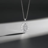 Collier Pendentif pour Hommes en Argent Sterling avec Médailles de la Vierge Marie Série Saint FANCIME