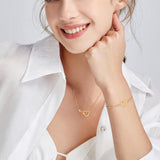 FANCIME Collier en or massif 14K en forme de cœur entrelacé infini