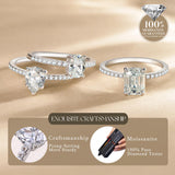 Bague en argent sterling Moissanite en solitaire taille radiante classique FANCIME