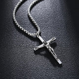 Collier pour Hommes en Argent Sterling Poli avec Croix Crucifix FANCIME