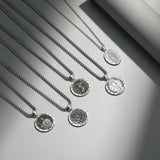 Collier Pendentif pour Hommes en Argent Sterling avec Médailles de la Vierge Marie Série Saint FANCIME