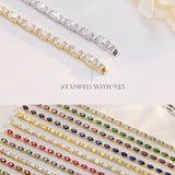 "Radiance Glamour" Bracelet Tennis en Argent Sterling Zircon Cubique Taillé en Oval Taille Fantaisie Pierre de Naissance d'Avril