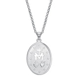 Collier Pendentif pour Hommes en Argent Sterling avec Médailles de la Vierge Marie Série Saint FANCIME