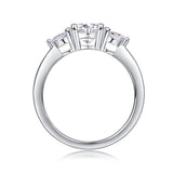 Bague en argent sterling Moissanite en taille ronde à trois pierres FANCIME