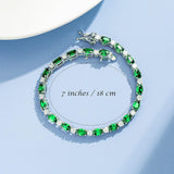 "Radiance Glamour" Bracelet Tennis en Argent Sterling Émeraude Taille Fantaisie Pierre de Naissance de Mai