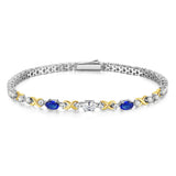 FANCIME "Duo Éternel" Bracelets de Tennis en Argent Sterling avec Pierre de Naissance de Septembre Saphir