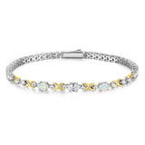 FANCIME "Duo Éternel" Bracelets de Tennis en Argent Sterling avec Pierre de Naissance d'Octobre Opale