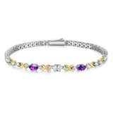 FANCIME "Duo Éternel" Bracelets de Tennis en Argent Sterling avec Pierre de Naissance de Février Améthyste