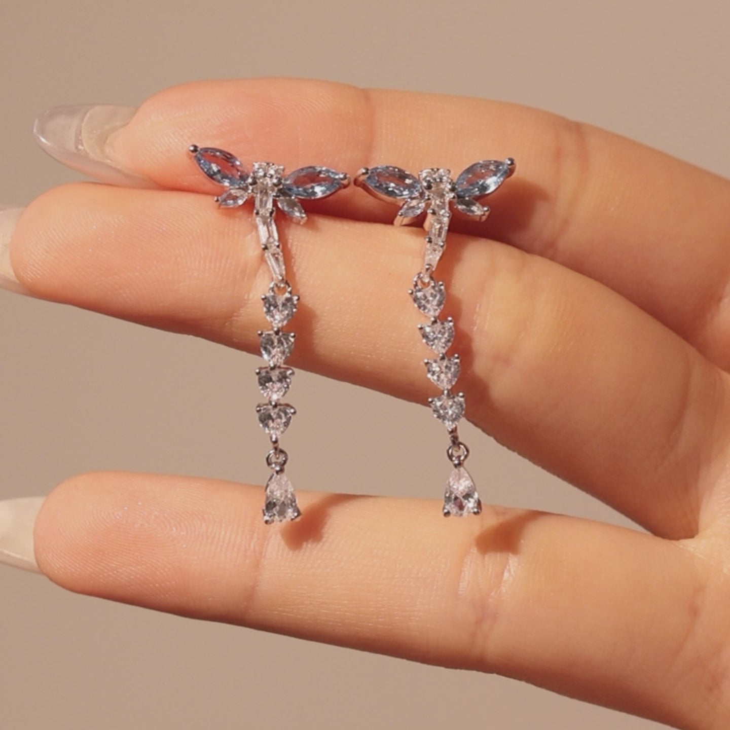 FANCIME "Song of Dragonflies" Long Drop Sterling Silver Post Earrings Video
