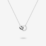 FANCIME "Temps Romain" Collier en argent sterling avec cercles entrelacés pour couples