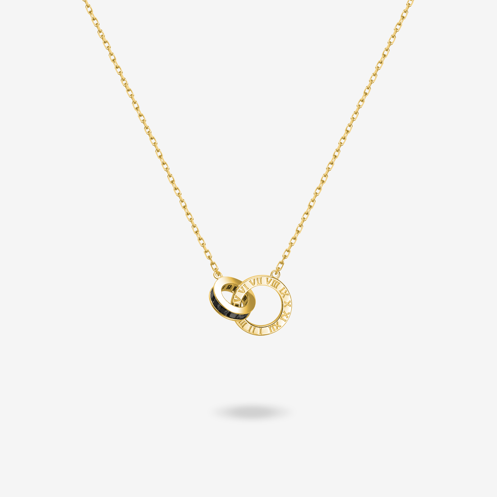 FANCIME "Temps Romain" Collier en argent sterling avec cercles entrelacés pour couples