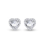 FANCIME "Glam Heart" Halo Setting Heart Sterling Silver Studs Main