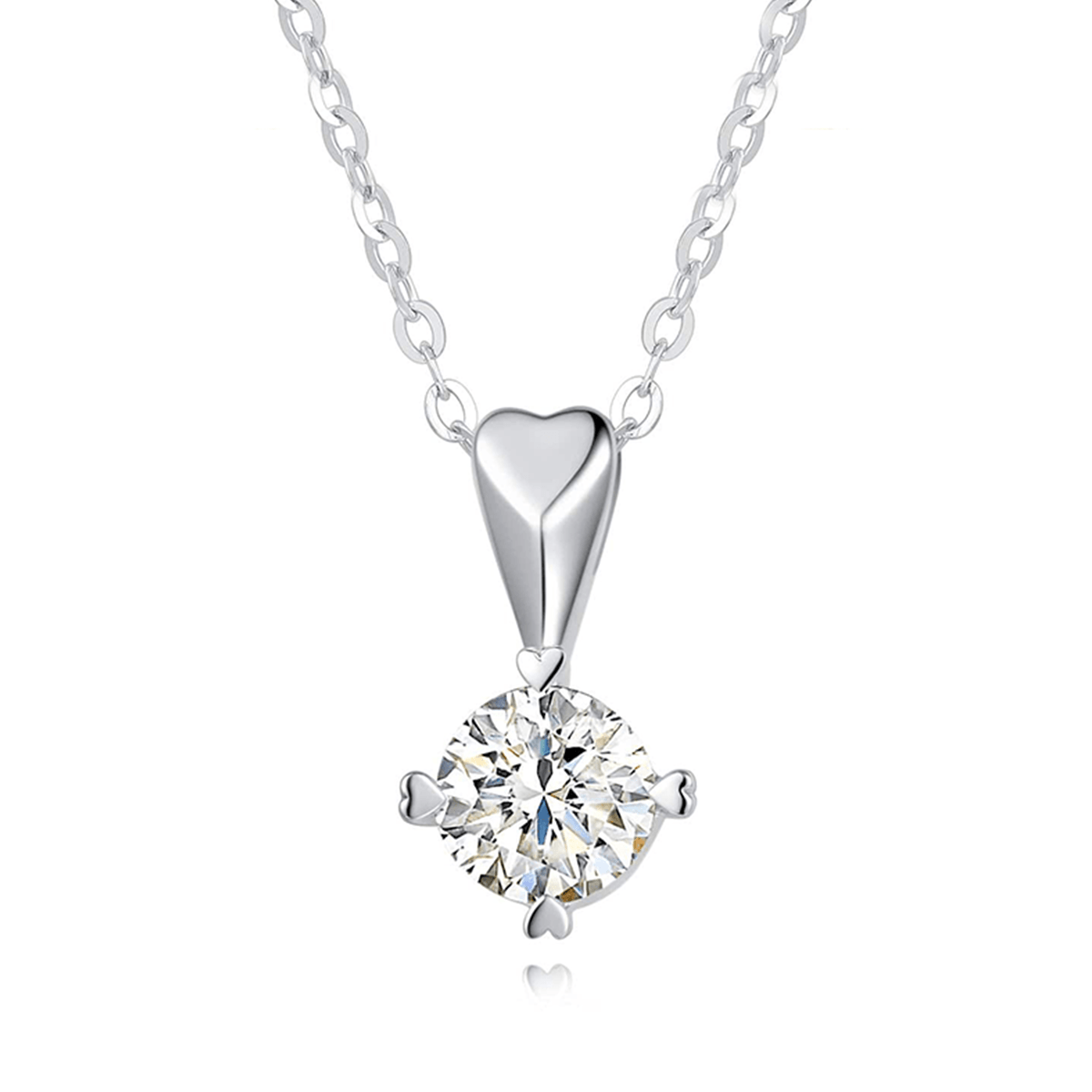 FANCIME Moissanite Hearty Love Solitaire 14K White Gold Necklace Main