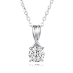 FANCIME Moissanite Infinity Ribbon Solitaire 14K White Gold Necklace Main