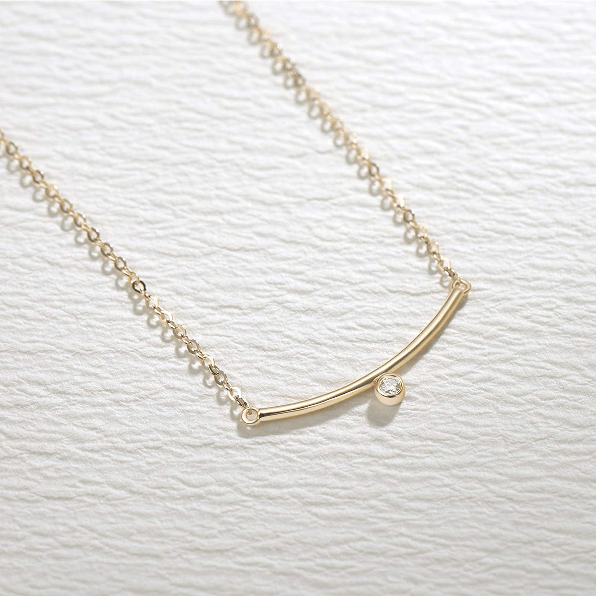 Fanci "Diamond Under Silver Lining" 14K Solid Yellow Gold Necklace  Main2