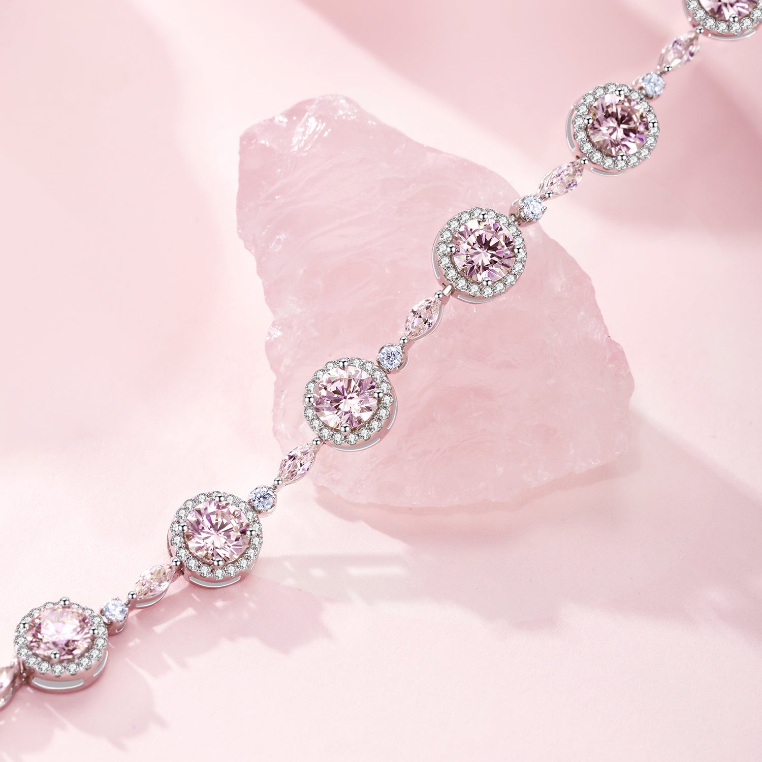 FANCIME "Pink Addiction" Tennis Link Sterling Silver Bracelet  Show