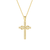 FANCIME Diamond Infinity Cross 9K Yellow Gold Necklace Main