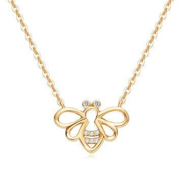 Collier délicat en or jaune "Be Bright" avec abeille minimaliste