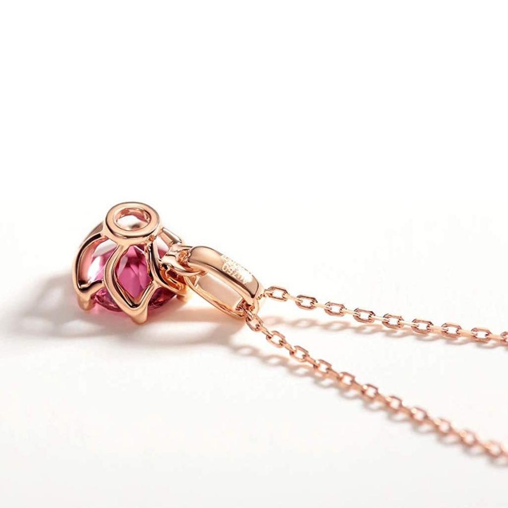 FANCIME Solitaire Dainty 14K Rose Gold Necklace Back