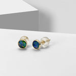 Genuine Natural Fire Round Opal In 18K Solid Yellow Gold