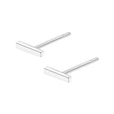 FANCIME Minimalist Bar 14K White Gold Stud Earrings Back