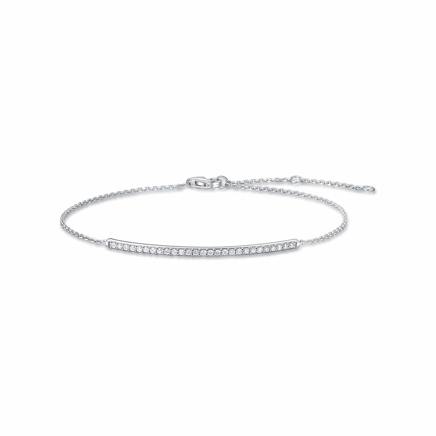 FANCIME "High Bar" Diamond Dainty Bar 14k Solid White Gold Bracelet Main