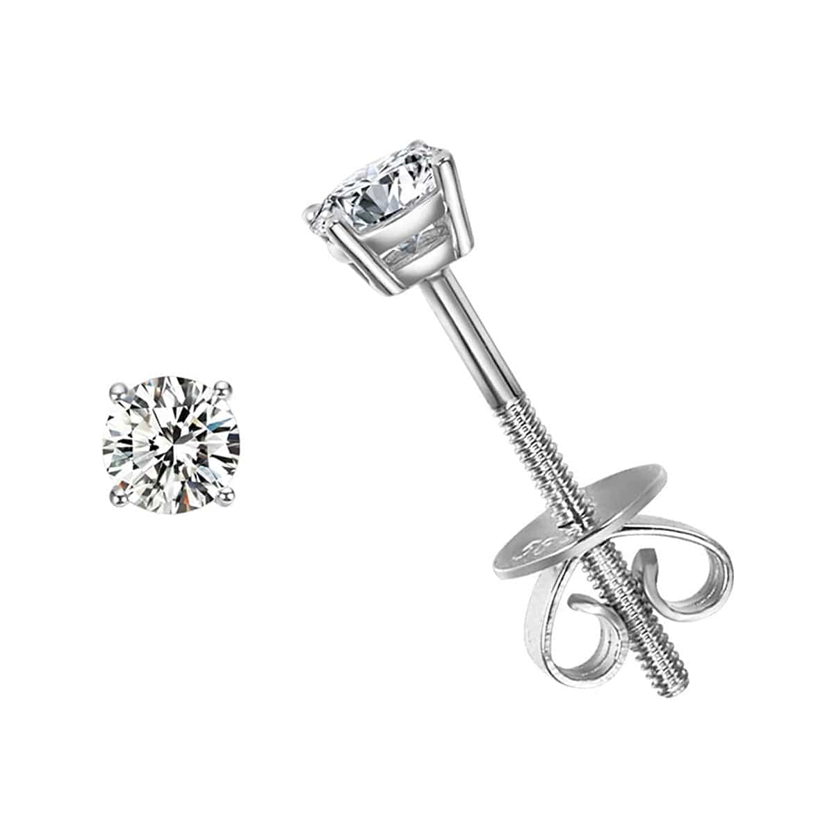 FANCIME Round Diamond 14k White Gold Stud Earrings Main