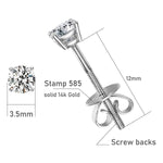 FANCIME Round Diamond 14k White Gold Stud Earrings Size