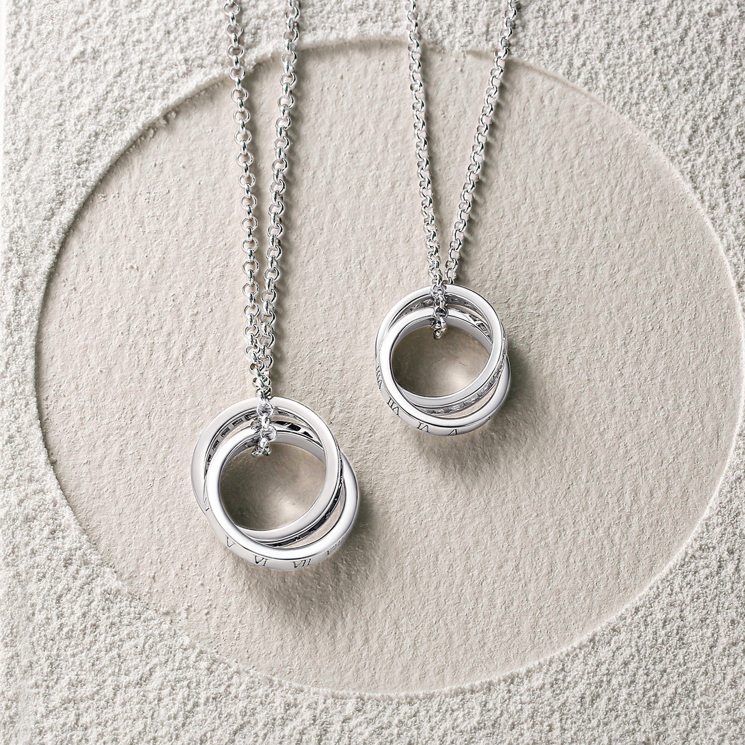 FANCIME "Roman Time" Promise Ring Sterling Silver Necklaces Side