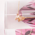 FANCIME "Fairy Titania" Pave Butterfly 14K Rose Gold Necklace Back