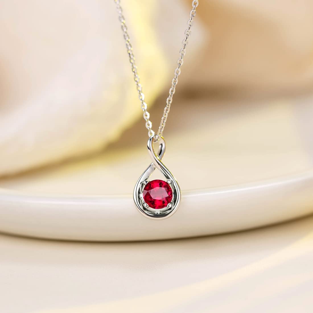 FANCIME "Birthstone" July Gemstone Forever Sterling Silver Nacklace Detail