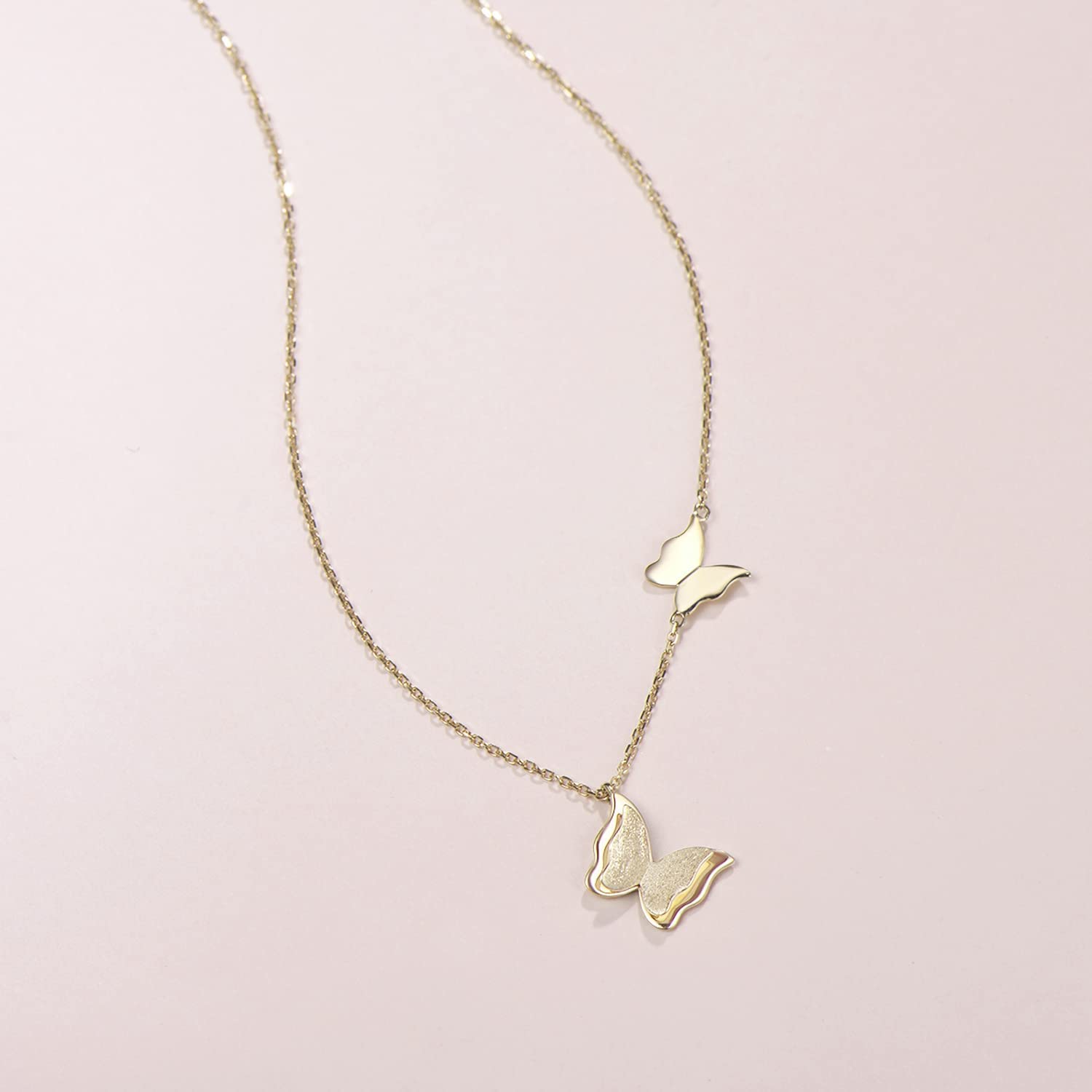 FANCIME "Golden Kiss" Butterfly 14K Yellow Gold Necklace Back