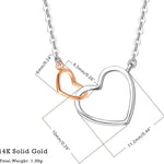 FANCIME Love Heart 14K White Gold Rose Gold Necklace Size