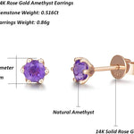 5mm amethyst healing stone earrings in 14k gold
