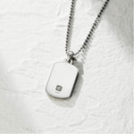 FANCIME Black Spinel Classic Chain Tag Sterling Silver Necklace Back