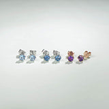 14K Rose Gold Diamond Cut Solitaire Tiny 0.5 Carat Genuine Birthstone Small Stud Earrings