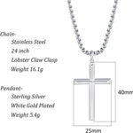 FANCIME Mens Beveled Cross Sterling Silver Necklace Size