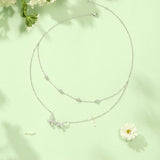 Collier en argent sterling FANCIME "Espoir cristallin" avec papillon double