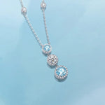 FANCIME "Blue Glow" Sterling Silver Blue and White CZ Dangling Necklace Main