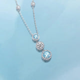 FANCIME "Blue Glow" Sterling Silver Blue and White CZ Dangling Necklace Main