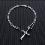 FANCIME Baseball Inspired Mens Cross Sterling Silver Necklace Full