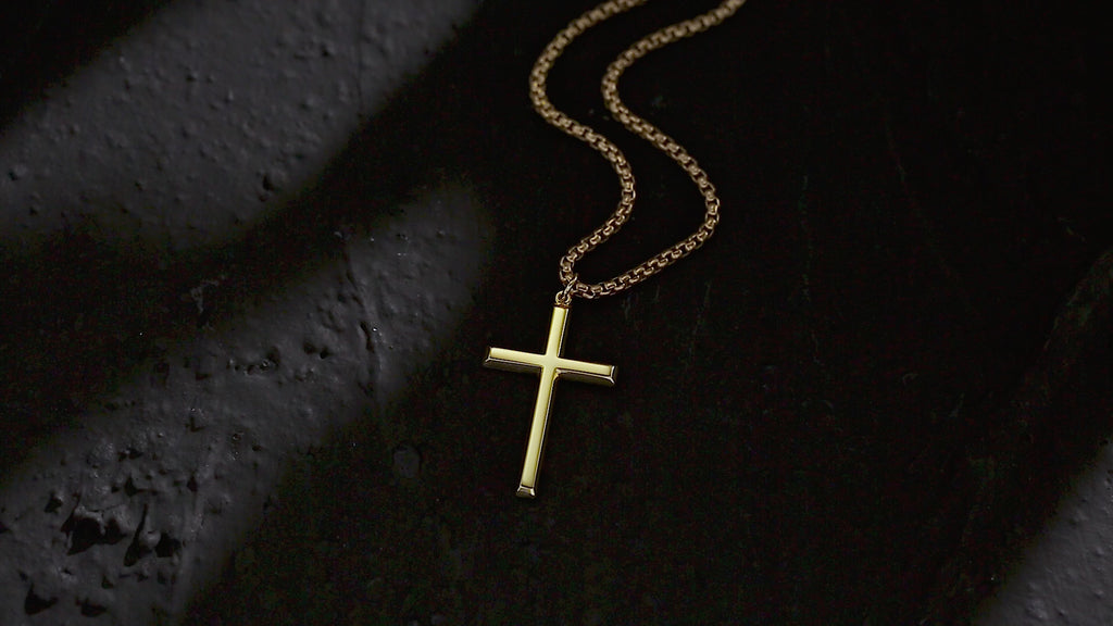 FANCIME Mens Polished Cross 925 Silver Necklace Video
