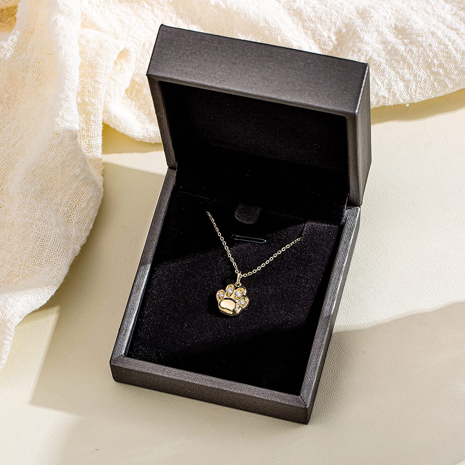 Fanci "Cutie" Cat Paw Dainty 14K Yellow Gold Necklace Packing