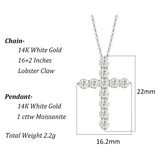 Collier en or blanc massif 14K avec gemme en moissanite blanche d'un carat
