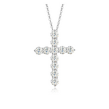 Collier en or blanc massif 14K avec gemme en moissanite blanche d'un carat