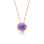 FANCIME Round Amethyst February Birthstone 14K Yellow Gold Necklace Main